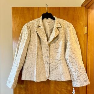 Talbots Blazer Suit Jacket Floral Print Glitter Metallic Vintage NWT Size 20